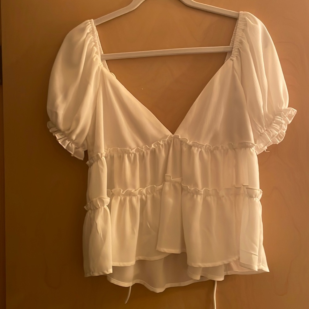 White Blouse with Puff Sleeves